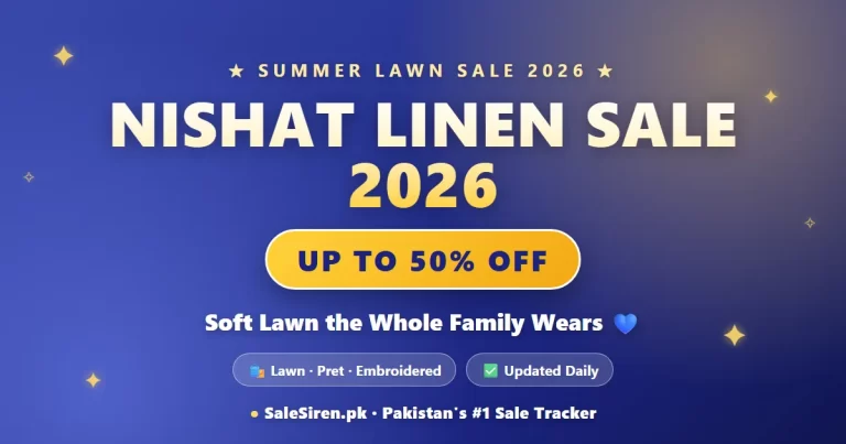 Nishat sale 2026 up to 50% off lawn at Nishat Linen