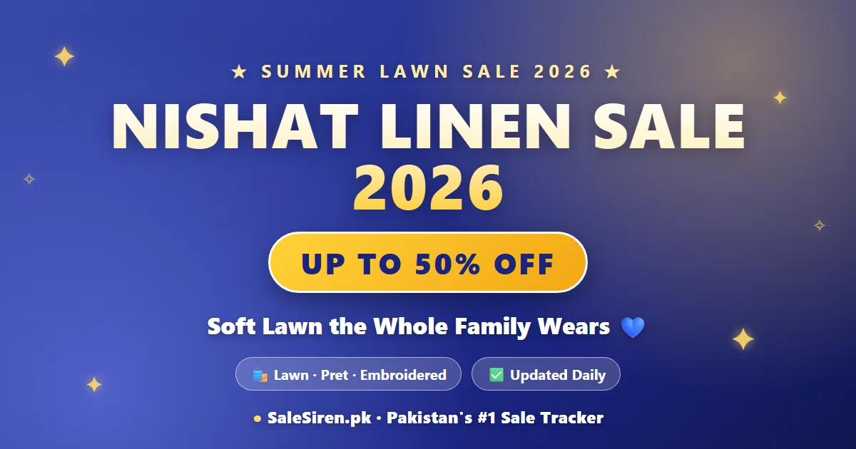 Nishat sale 2026 up to 50% off lawn at Nishat Linen