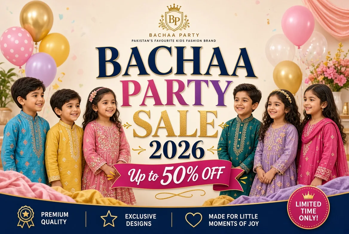 Bachaa Party sale 2026 up to 50% off boys, girls and baby clothes in Pakistan
