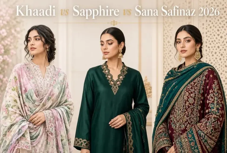 Khaadi vs Sapphire vs Sana Safinaz 2026 comparison of prices and returns policies
