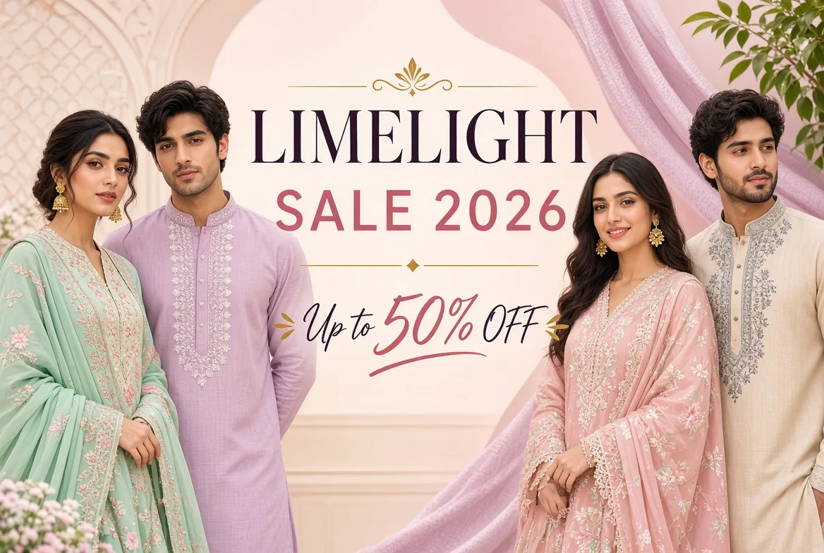Limelight sale 2026 up to 50% off unstitched lawn, ready to wear and pret in Pakistan
