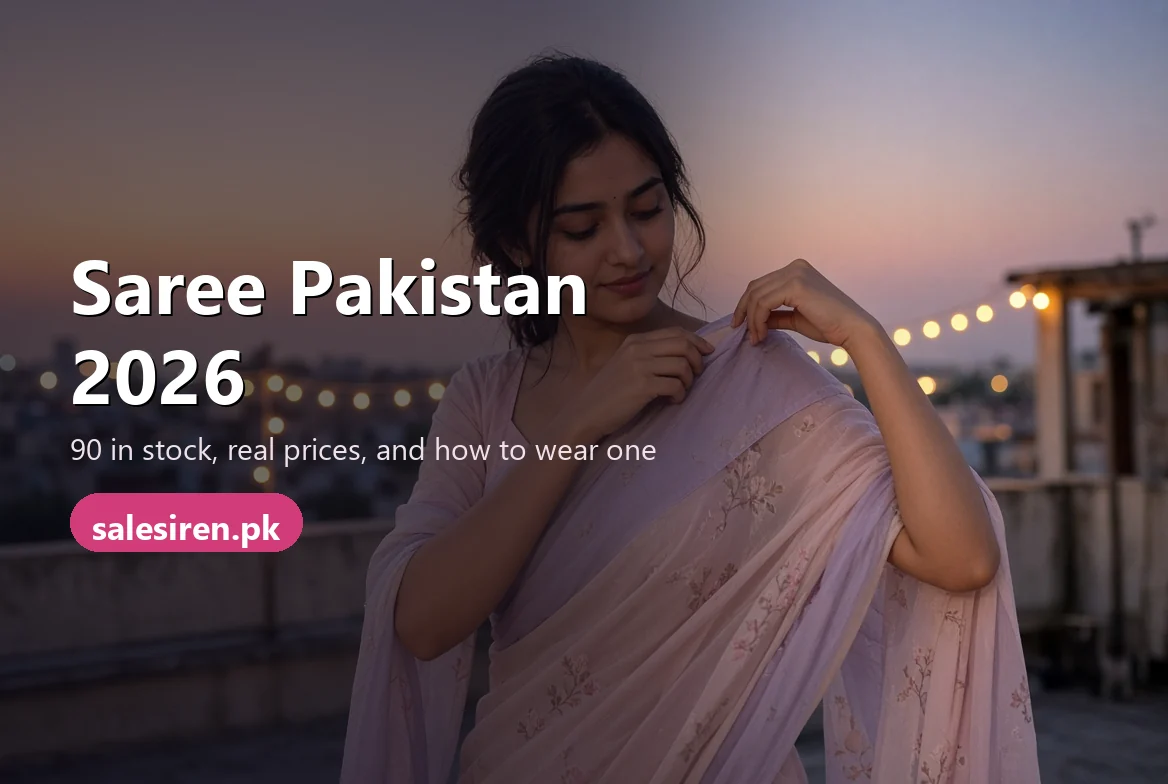 Saree Pakistan look in plain chiffon with a pinned pallu, worn at an evening wedding function