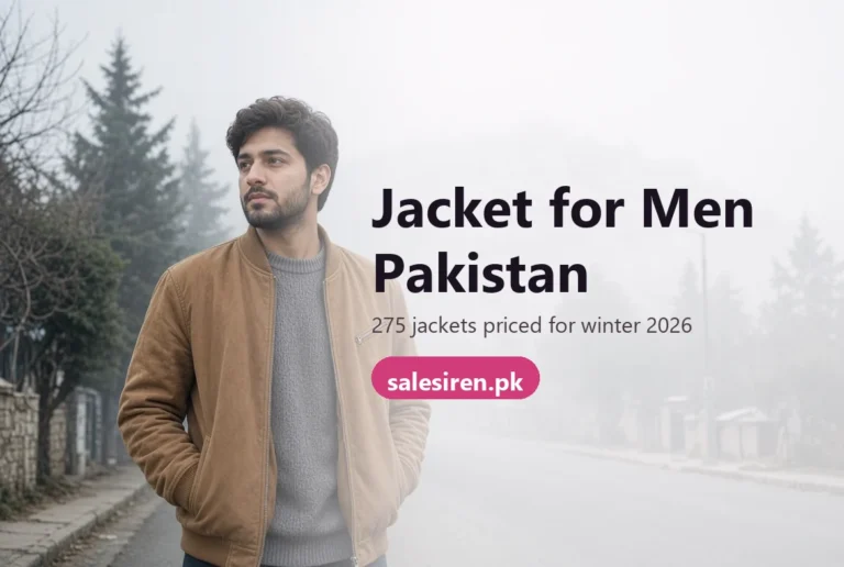 Jacket for men Pakistan guide: puffer, bomber, leather and denim jackets with knit sweaters on a rail