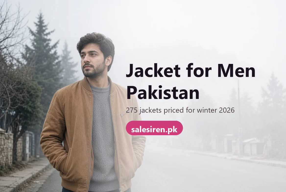 Jacket for men Pakistan guide: puffer, bomber, leather and denim jackets with knit sweaters on a rail