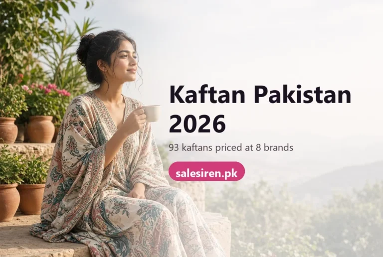 Kaftan Pakistan guide: loose printed and embroidered kaftans in black, blue and lemon on a rail