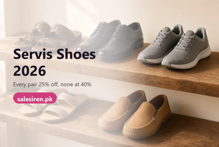 Servis shoes prices, labels and the flat 25 percent markdown measured across the full catalogue