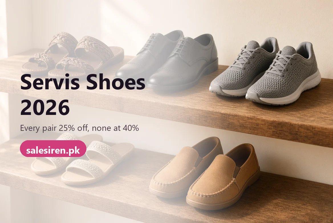 Servis shoes prices, labels and the flat 25 percent markdown measured across the full catalogue