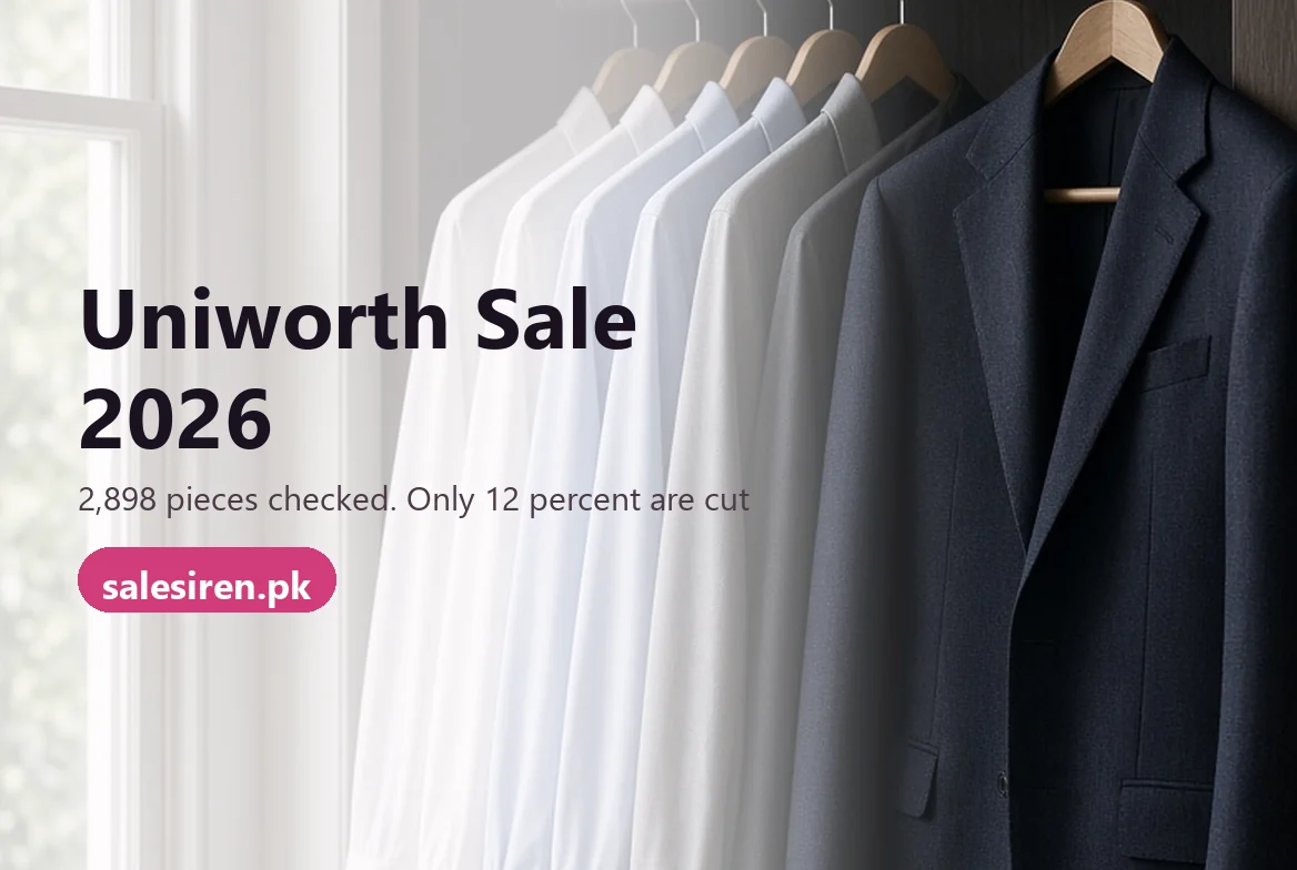 Uniworth sale 2026 discounts measured across formal shirts, kameez shalwar and suits in Pakistan